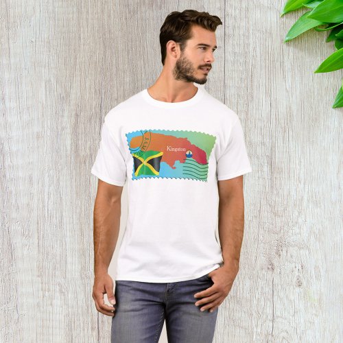 Kingston Jamaica Map And Flag T_Shirt