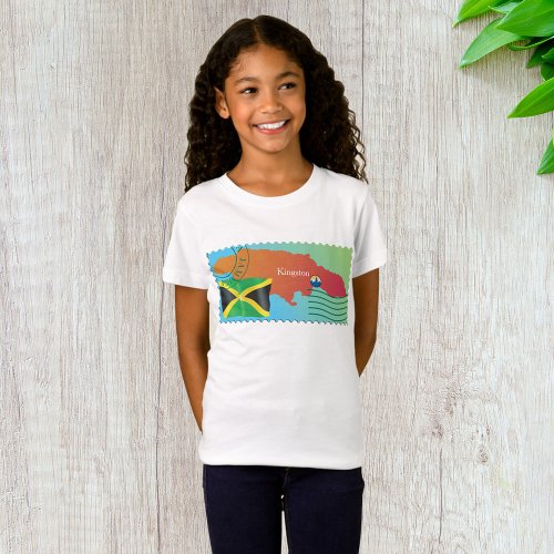 Kingston Jamaica Map And Flag T_Shirt