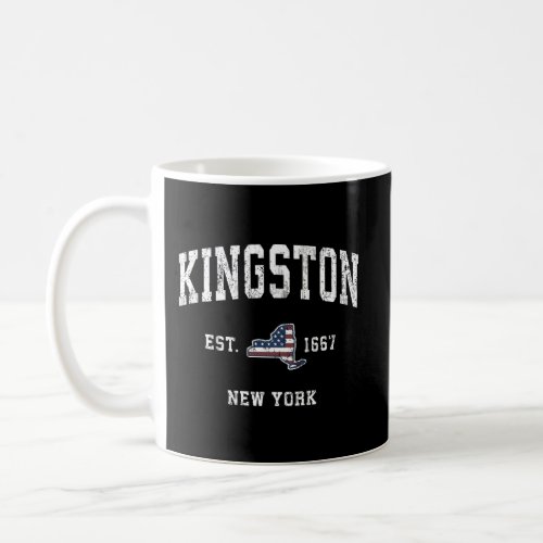 Kingston New York Ny Vintage American Flag Sports  Coffee Mug