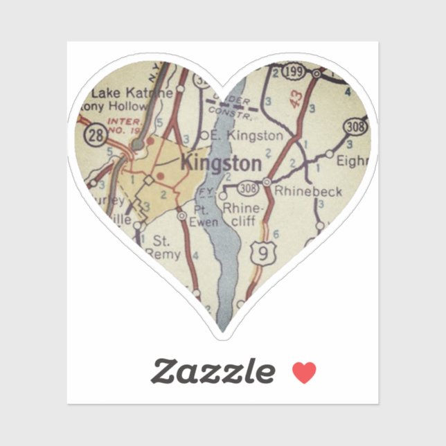 Kingston NY Classic Map Sticker (Sheet)