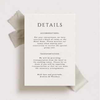 Kingston Portait Wedding Details Card