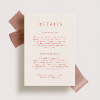 Kingston Portait Wedding Details Card