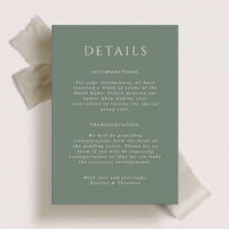 Kingston Portait Wedding Details Card