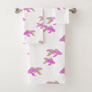 Kingyo Goldfish Pink Bath Towel Set