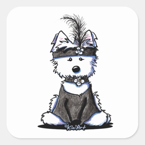 KiniArt 1920s Flapper Westie Square Sticker