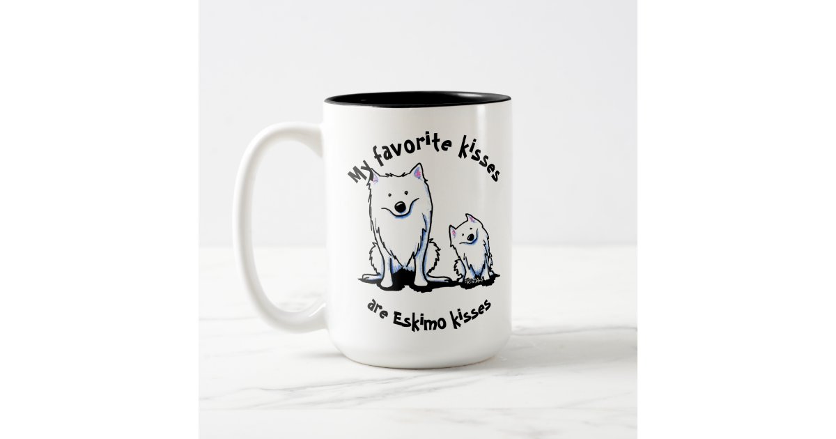 KiniArt American Eskimo Kisses Two-Tone Coffee Mug