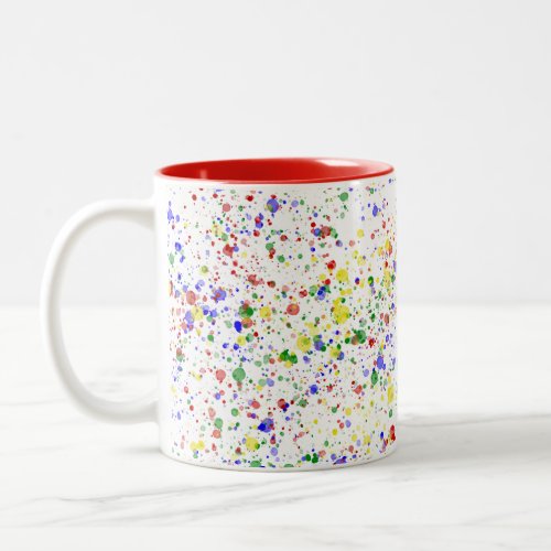 KiniArt Artist Paint Splattered Two_Tone Coffee Mug