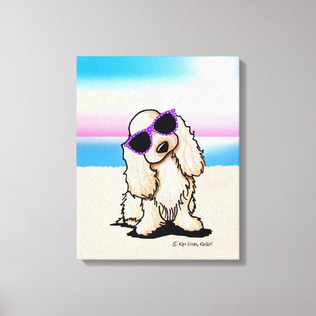 KiniArt ASCOB Cocker Spaniel Dog Beach Canvas Print (Front)