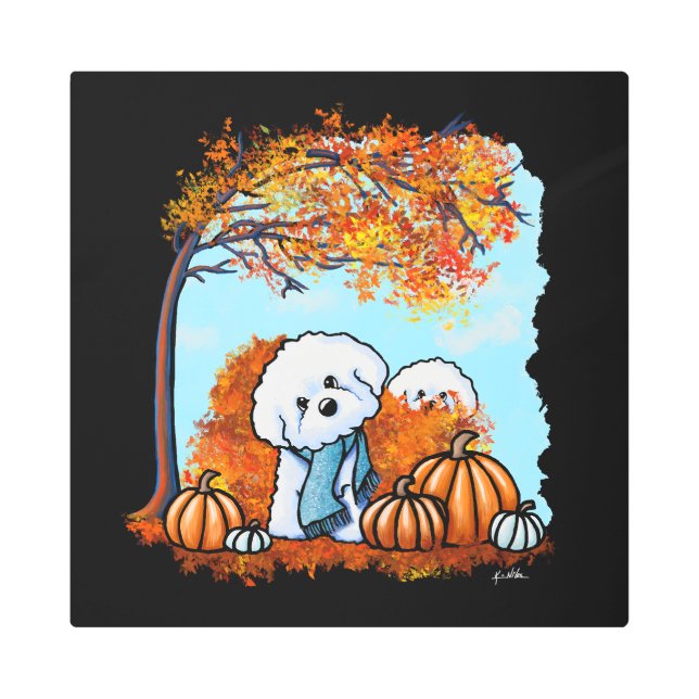 KiniArt Autumn Bichon Frise Metal Print (Front)