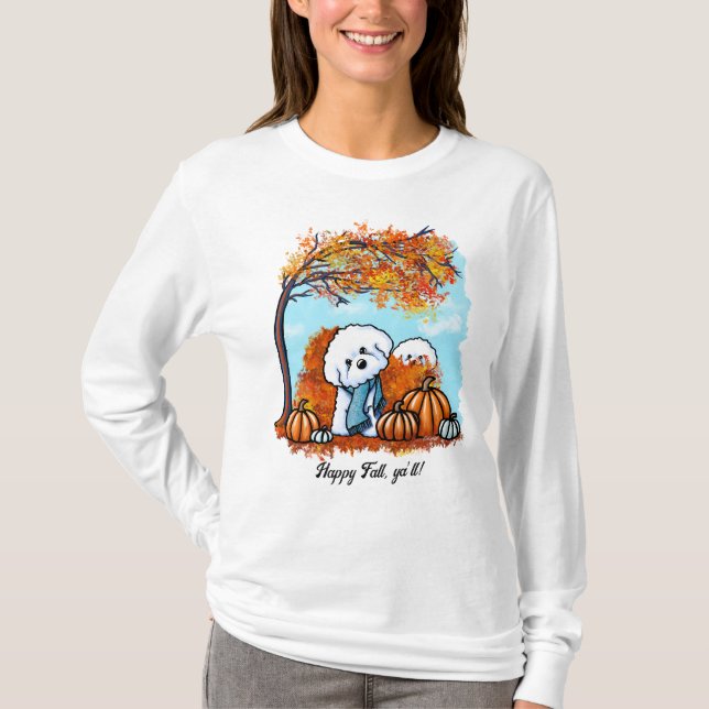 KiniArt Autumn Bichon Frise T-Shirt (Front)