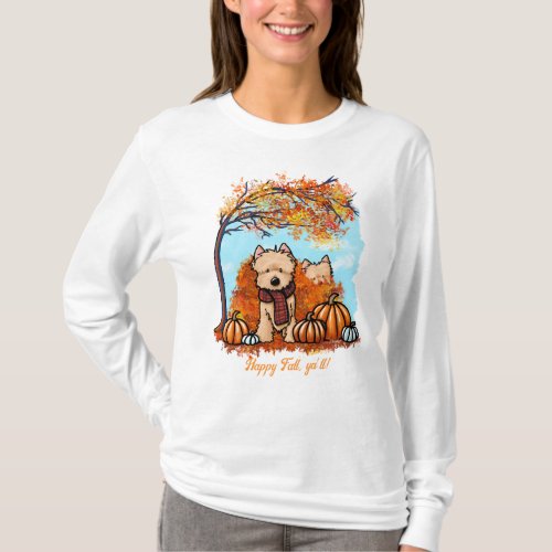 KiniArt Autumn Cairn Terriers T_Shirt