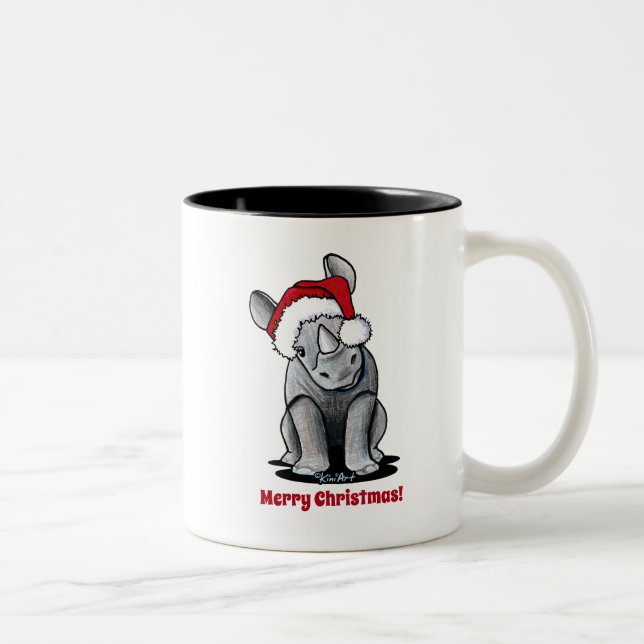 KiniArt Baby Rhino Two-Tone Coffee Mug (Right)