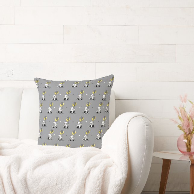 KiniArt Balloon Bears Gray Throw Pillow (Couch)