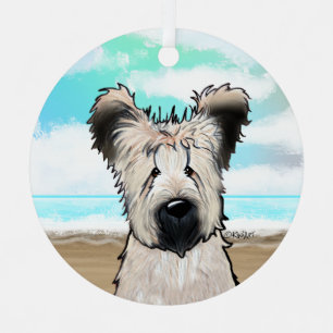 KiniArt Beach Briard Glass Ornament
