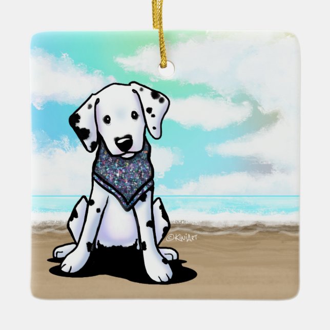 KiniArt Beach Dalmatian Ceramic Ornament (Front)