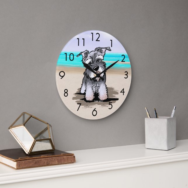 KiniArt Beach Schnauzer Wall Clock (Office)
