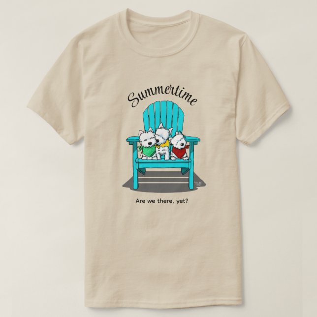 KiniArt Beach Westie Trio T-Shirt (Design Front)