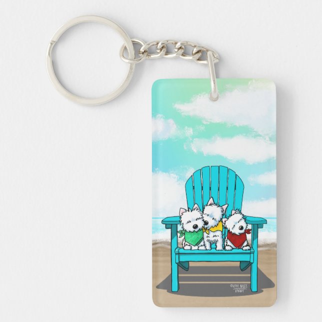 KiniArt Beach Westies Keychain (Front)