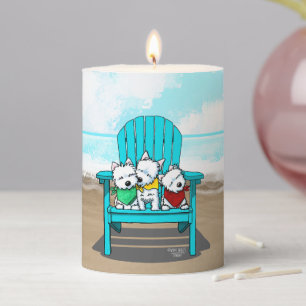 KiniArt Beach Westies Pillar Candle