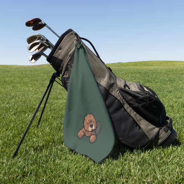 KiniArt Beaver Golf Towel (Green)