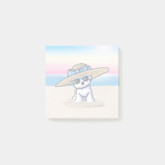KiniArt Bichon Frise Beach Post-it Notes (Front)