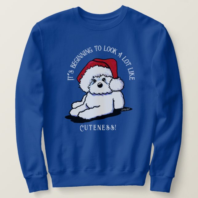 KiniArt Bichon Frise Christmas Sweatshirt (Design Front)