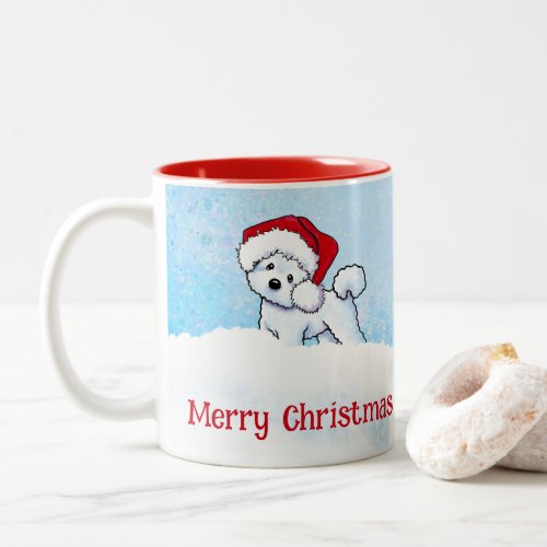 KiniArt Bichon Frise Christmas Two_Tone Coffee Mug
