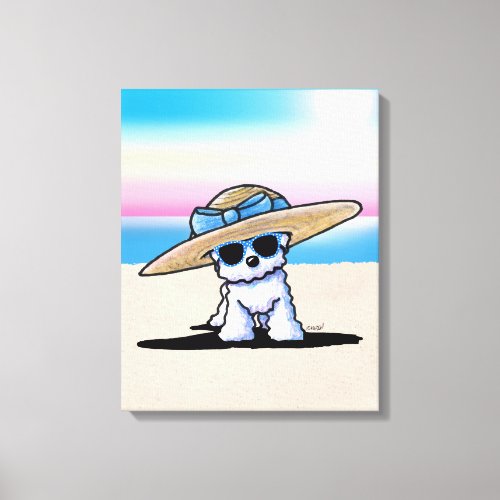 KiniArt Bichon Frise Dog Beach Canvas Print