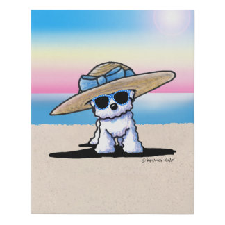 KiniArt Bichon Frise Dog Beach Faux Canvas Print