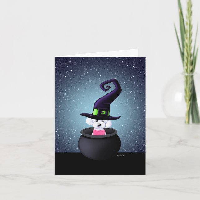 KiniArt Bichon Frise Halloween Holiday Card (Front)