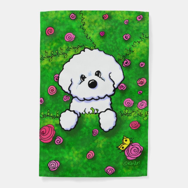KiniArt Bichon Frise SPRING Garden Flag (Front)