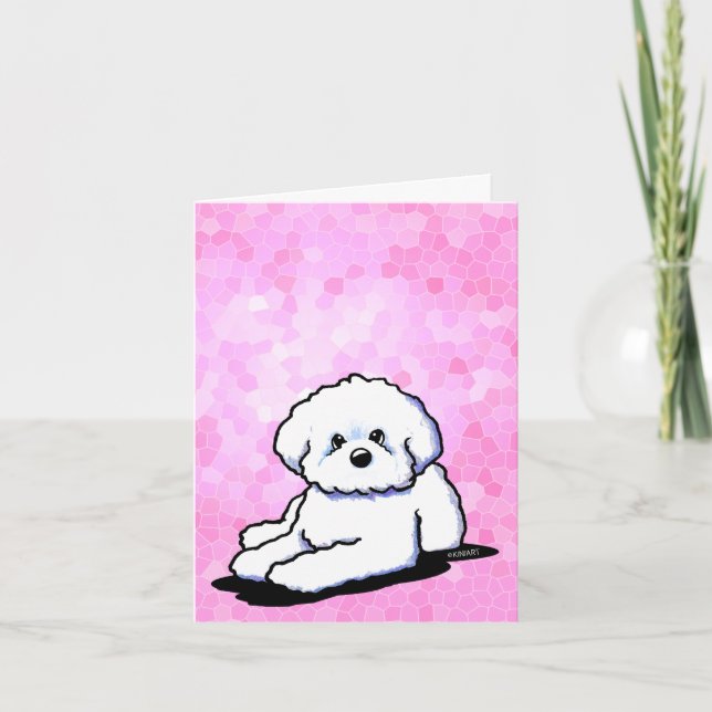 KiniArt Bichon Pink Note Card (Front)