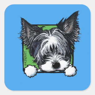 KiniArt Biewer Yorkie Large Square Sticker