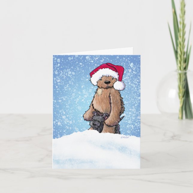 KiniArt Bigfoot & Scottie Dog Christmas Card (Front)