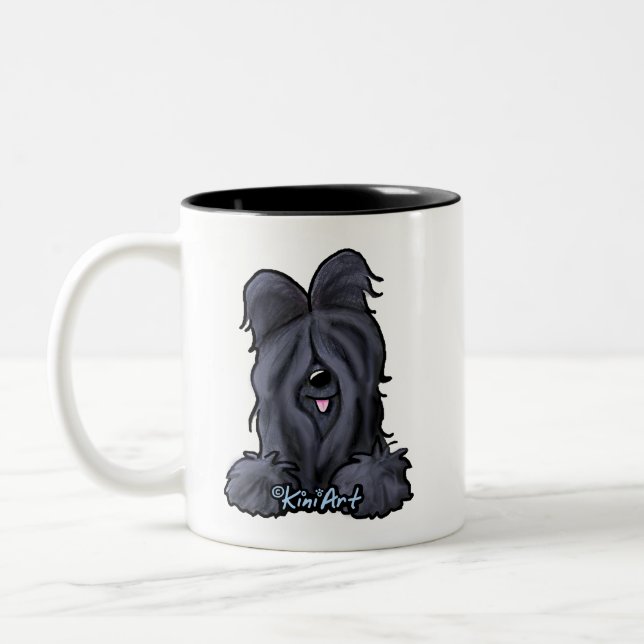 KiniArt Black Briard  Two-Tone Coffee Mug (Left)