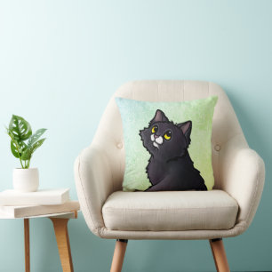 KiniArt Black Cat Throw Pillow
