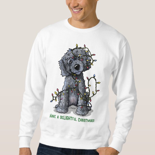 KiniArt Black Doodle Delightful Christmas Sweatshirt (Front)
