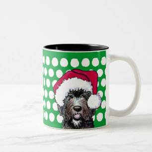 KiniArt Black Doodle Santa Two-Tone Coffee Mug
