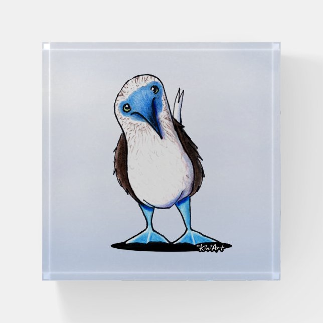 KiniArt Blue Footed Booby Bird Paperweight (Front)