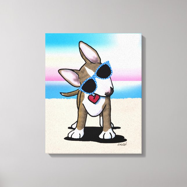 KiniArt Brindle Bull Terrier Dog Beach Canvas Prin Print (Front)