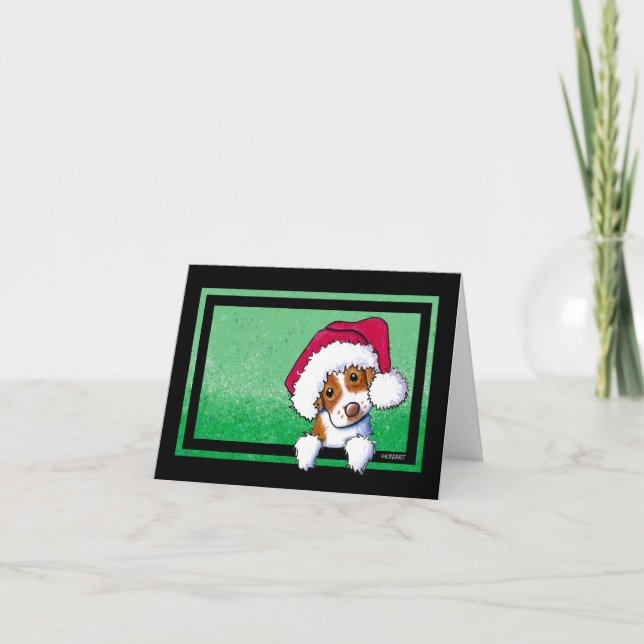 KiniArt Brittany Dog Christmas Holiday Card (Front)