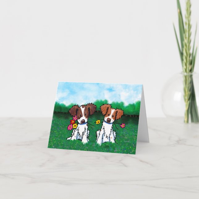KiniArt Brittany Dog Note Card (Front)