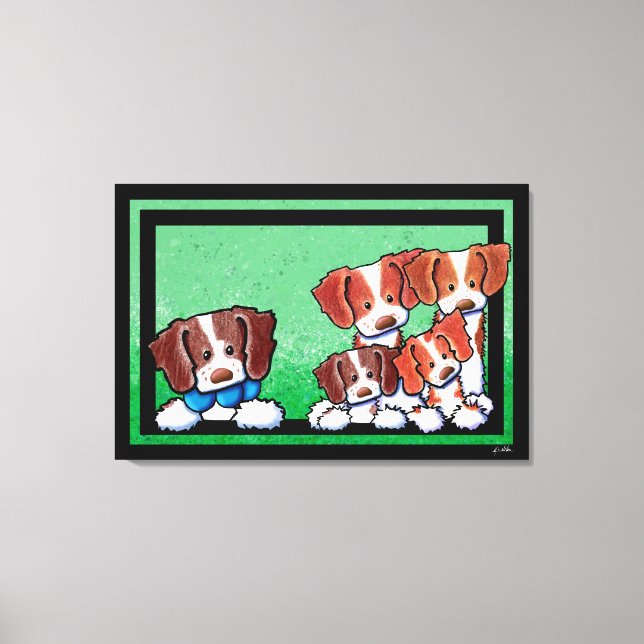 KiniArt Brittany Dogs Art Canvas Print (Front)