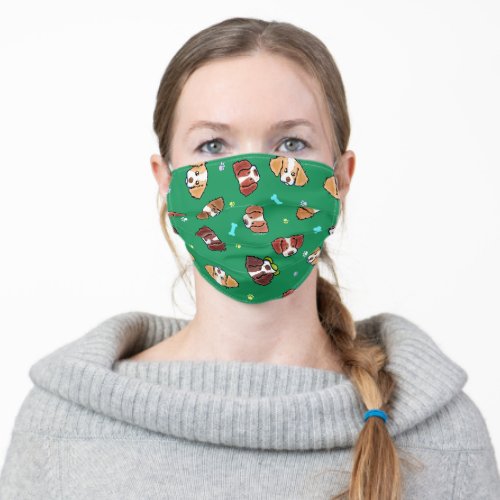 KiniArt Brittanys On Green Adult Cloth Face Mask