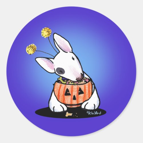 KiniArt Bull Terrier Halloween Classic Round Sticker