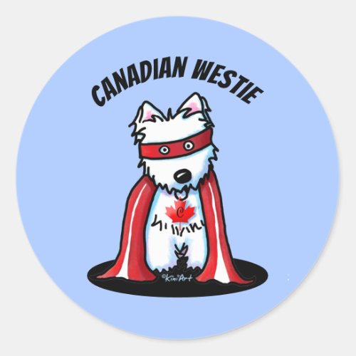 KiniArt Canadian Westie Superhero Classic Round Sticker