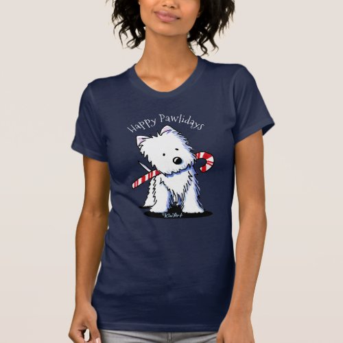 KiniArt Candy Cane Westie  T_Shirt