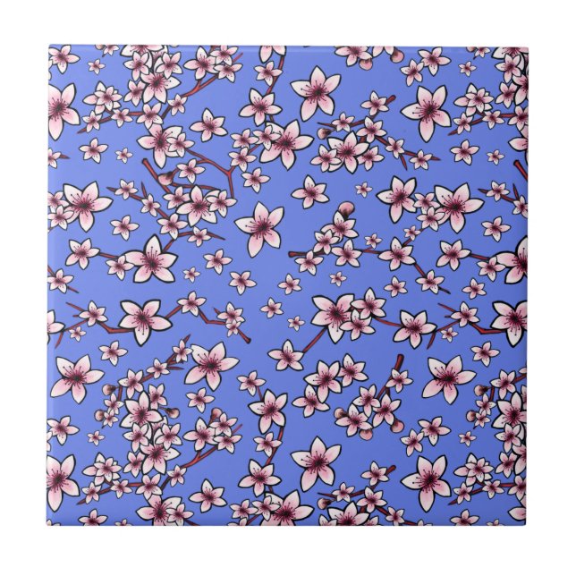KiniArt Cherry Blossoms Ceramic Tile (Front)