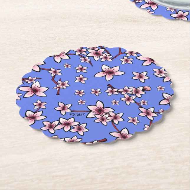 KiniArt Cherry Blossoms Paper Coaster (Angled)