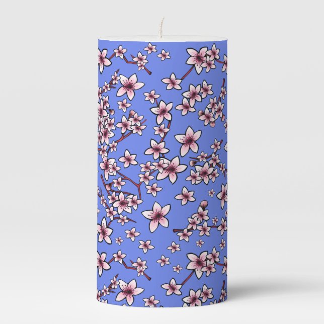 KiniArt Cherry Blossoms Pillar Candle (Front)